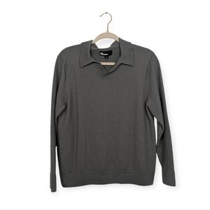 The Commons Gray Merino Wool Collared Sweater Long Sleeve Knit Pullover Size XL
